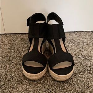 Brand new! Black wedges with velcro latch